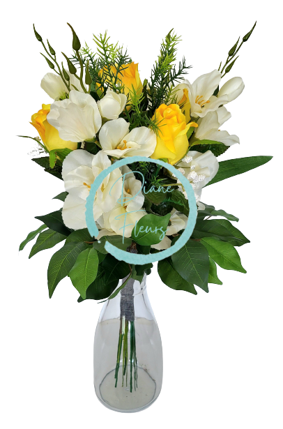 Buchet de trandafiri, gladiole, accesorii Exclusive 53cm flori artificiale