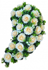 Temetési koszorú "könny" rózsák és kiegészítők 80cm x 40cm