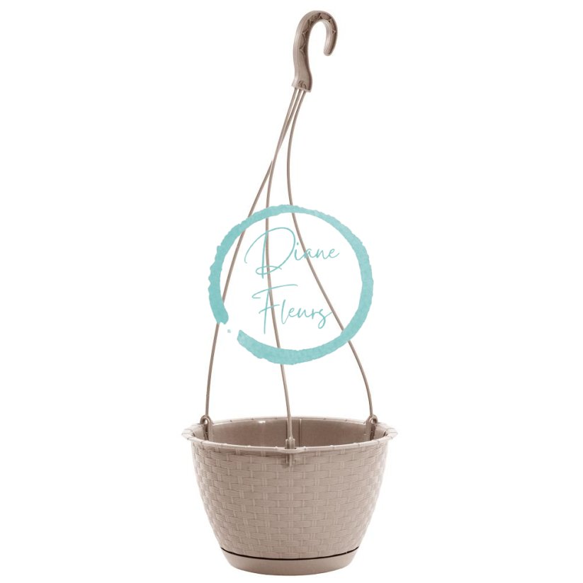 Kvetináč závesný plast 27cm x 16cm / 4,5l ratan béžový