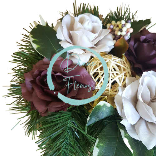 Aranžmán betonka umelé ruže & doplnky Ø 28m x 16cm