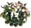 Smuteční věnec borovicový exclusive růže, pivoňky, delphinium a doplňky 70cm x 80cm AS1062