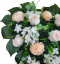 Piękny wieniec pogrzebowy "Serce" ze sztucznych róż i chryzantem 50cm x 50cm