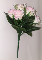 Růže kytice růžová "9" 25cm umělá