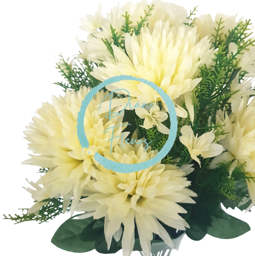 Künstliche Chrysantheme Strauß x9 45cm Creme