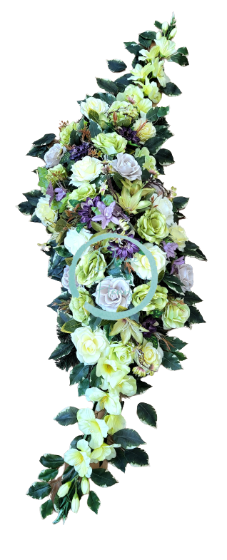 Artificial Wreath with Roses, Gerberas, Gladiolus and accessories 150cm x 50cm