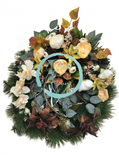 Smútočný veniec borovicový Exclusive Pivonky Peonie & Poinsettie Vianočné ruže & Gladioly & Ľalie & Doplnky Ø 70cm