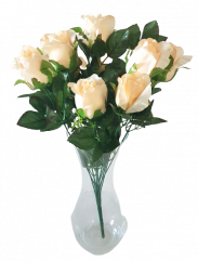 Buchet de trandafiri bej "12" 45cm flori artificiale