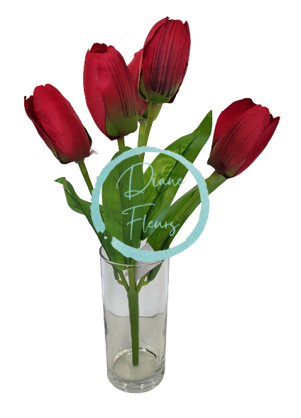 Tulipány kytička x5 31cm červená