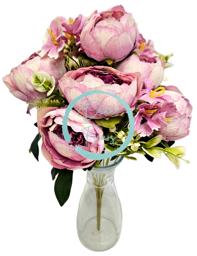 Exclusive Pivoňky Peonie kytice 50cm umělá růžová