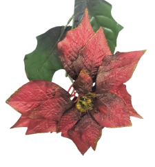Poinsettia Euphorbia Vianočná ruža 73cm červená & zlatá umelá