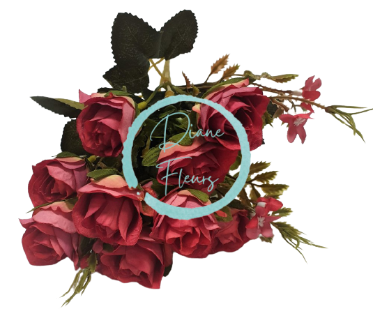 Букет от рози "10" тъмно розови 32 см изкуствени