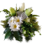Smútočný aranžmán betonka umelé tulipány, margarétky & doplnky Ø 25cm x 30cm
