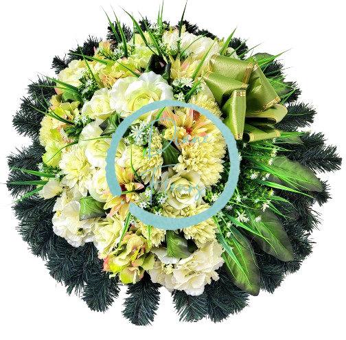 Luxurious artificial wreath Exclusive decorated with Roses, Chrysanthemums and accessories 70cm