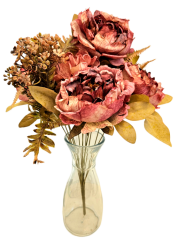 Изкуствен букет от божури, хортензии и аксесоари 48 см розов