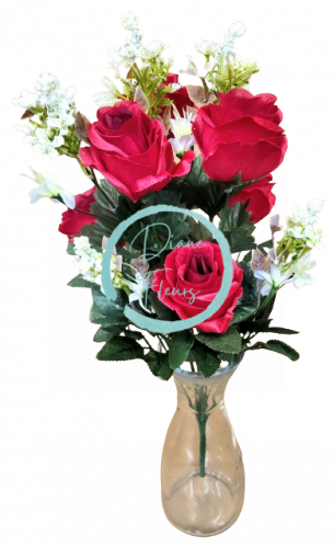 Růže kytice x12 47cm červená umělá