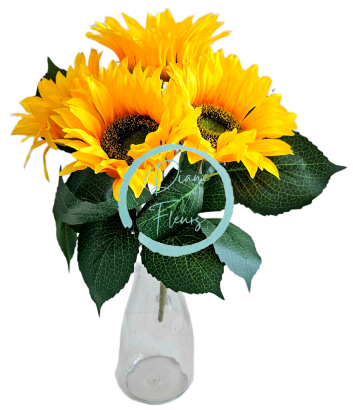 Buchet artificial de floarea-soarelui x5 41cm galben