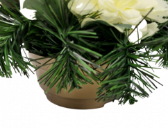 Žalobni aranžman umjetni ruže, ljiljani, dalija georgina i dodaci Ø 28cm x 15cm