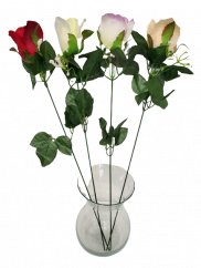 Künstliche Rose auf Stiel 48 cm - Preis gilt für eine Packung mit 72 Stück - Farbmix