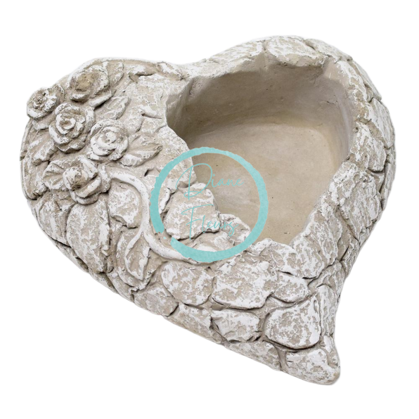 Dekoračný kameninový črepník srdce 16cm x 17,5cm x 7cm