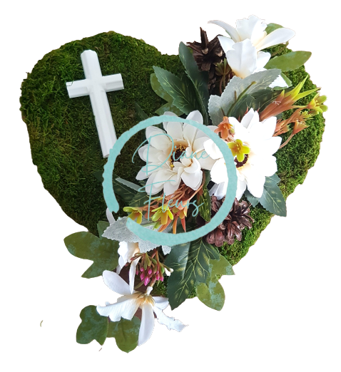 Luxurious Decorative (sympathy) mossy wreath "Heart -shaped" exclusive Gerberas & accessories 22cm x 22cm