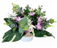 Variácia umelých kvetín v kvetináči 35cm x 24cm fialová, zelená, krémová