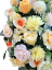 Temetési fenyőkoszorú Exkluzív hortenzia, rózsák, krizantém, dáliák, clematis és kiegészítők 80cm