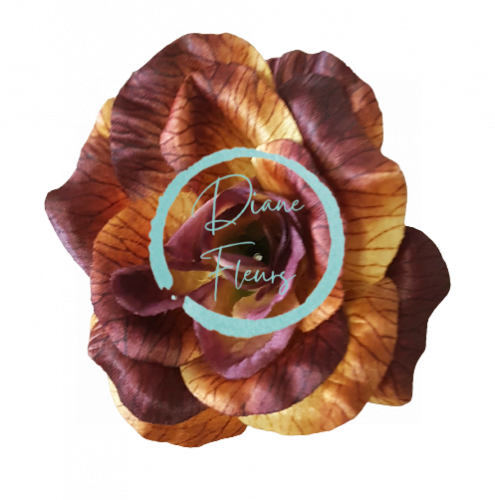 Ruža hlava kvetu 3D 10cm hnedá & vínová umelá