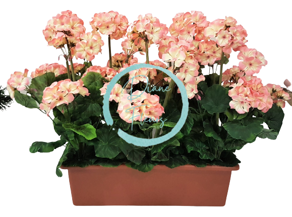 Изкуствен пеларгоний в кутия 40см x 35см x височина 45см розов