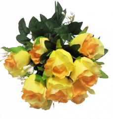 Buchet de trandafiri gelben "12" 17,7 inches (45cm) flori artificiale