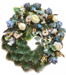 Luxury Artificial Pine Wreath Exclusive Roses, Peonies, Camellias, Gerberas, Monstera and Accessories 70cm x 80cm