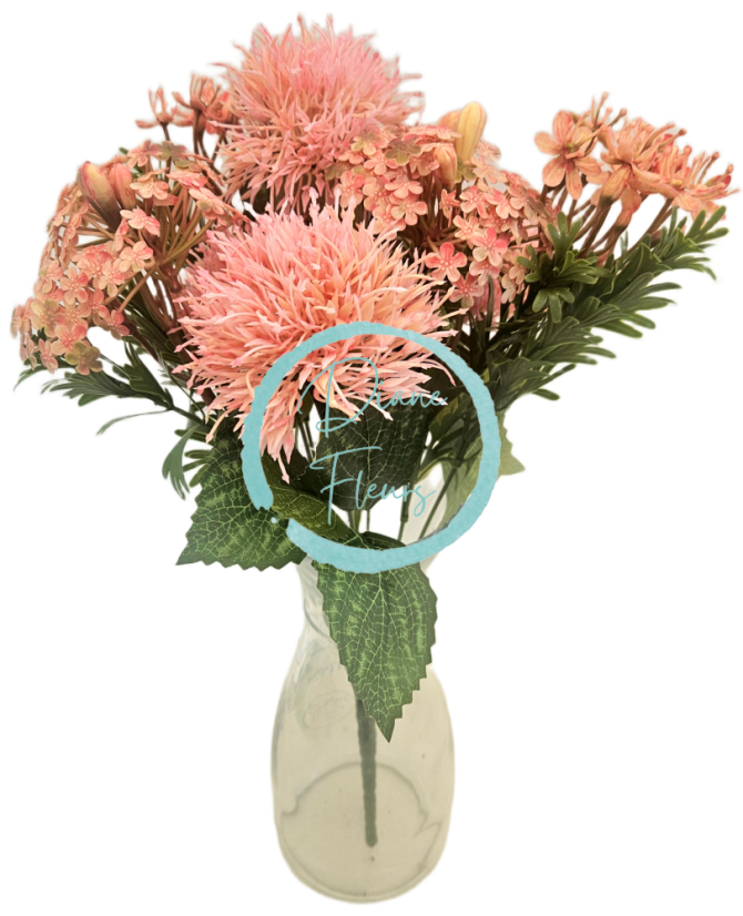 Голям букет от изкуствени розови цветя Thistle & Accessories 43 см