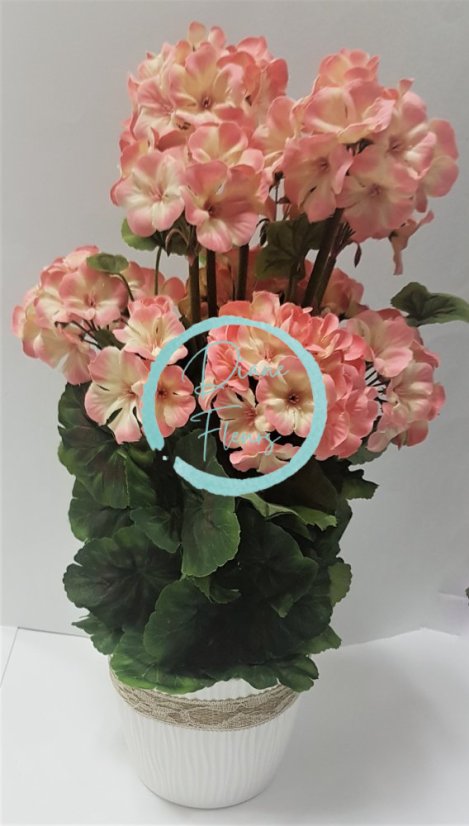 Umelý Muškát Pelargónia v črepníku O 25cm x výška 49cm ružová záťažový aranžmán