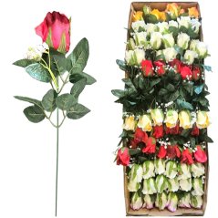 Růže kusová 48cm umělá - cena je za balení 72ks - mix barev