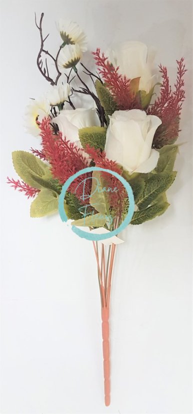 Kytica Ruža & Margarétka 45cm biela umelá