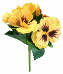 Buchet de panselute 22cm galben flori artificiale