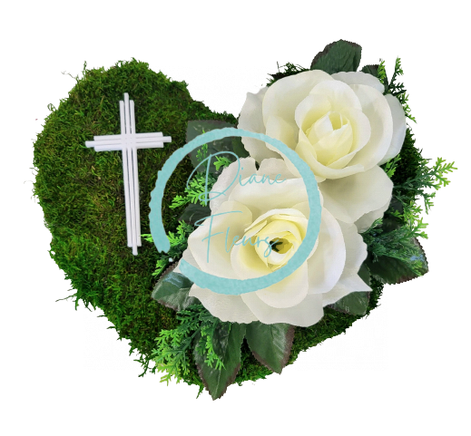 Decorative (sympathy) mossy wreath "Heart -shaped" Roses & accessories 22cm x 22cm