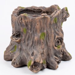 Decorative stoneware flowerpot tree stump 30,5cm x 30,5cm x 26cm