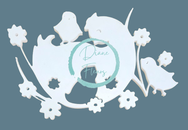 Декорация 3D кокошка с дървени стърготини, изработена от рециклируема пластмаса 13см x 9см