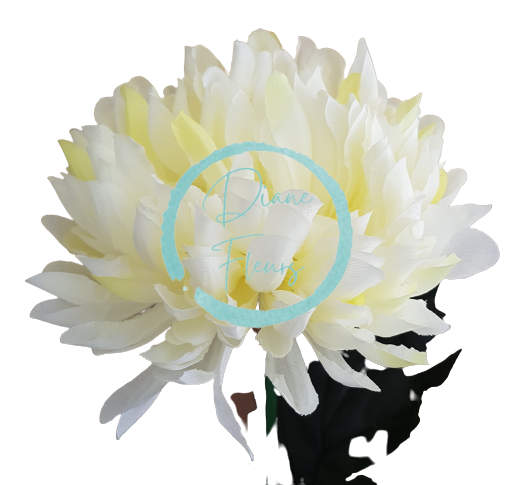 Künstliche Chrysantheme am Stiel Exclusive 60cm Cremefarben & Hellgrün