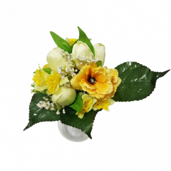 Kytice Tulipán & Narcis & Anemone x10 30cm žlutá & krémová umělá