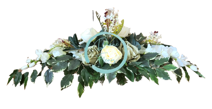 Composizione di peonie in cemento Peonie e accessori 100 cm x 35 cm x 35 cm verde e bianco AS216