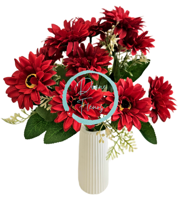 Buchet de Margarete x11 32cm rosu flori artificiale