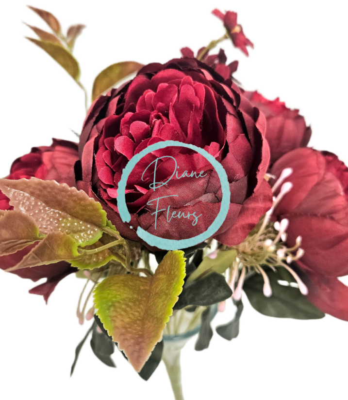 Buchet luxos de Bujori 48cm flori artificiale roșu