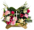 Trauergesteck aus künstliche Rosen, Nelken, Engel, Mooskranz und Zubehör 46cm x 20cm x 28cm