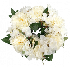Wicker wreath decorated with Artificial Peonies and Hydrangeas Ø 30cm