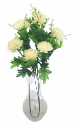 Künstliche Zweig Chrysanthemen x7 75cm Creme