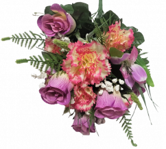 Trandafiri & Alstroemeria & Garoafe x18 Buchet violet 50cm flori artificiale