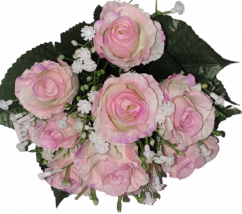 Artificial Roses pink Bouquet "9" 9,8 inches (25cm)