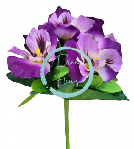 Artificial Pansies Bouquet Purple 22cm