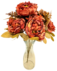 Изкуствен букет от божури, хортензии и аксесоари 48 см оранжево